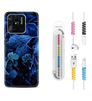 Xiaomi Redmi Note 7 8 9 Pro 10 2022 10 Pro 10S Kılıf Kablo Koruma Spiral Silikon Blue Foid 1628