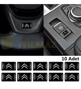 Citroen Logo Direksiyon Jant Vites Torpido Damla Etiket Silikon Oto Sticker 10 Adet ( 18 x 11 mm Ölçü)