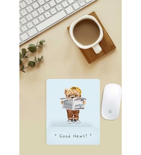 Gazete Okuyan Teddy Desenli Bilek Destekli Mouse Pad