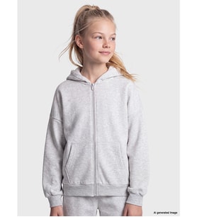 LCW Kids Gri Kapüşonlu Orta Kalın Kız Çocuk Fermuarlı Sweatshirt
