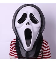 NessiWorld Kapşonlu Çığlık Maskesi Scream Maskesi - Hayalet Maskesi 33x21 cm (Krem)