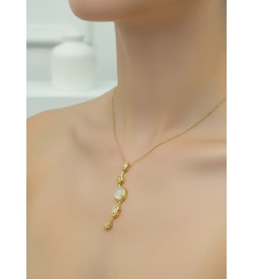 Çelik Gold Beyaz Taş Y Kolye - 25-clkk135