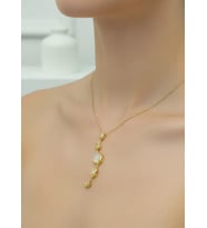 Çelik Gold Beyaz Taş Y Kolye - 25-clkk135