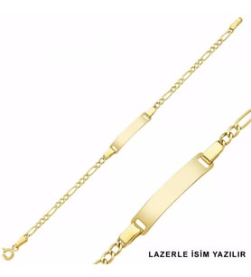 Altın Çocuk Bileklik Lazerle İsim Yazılır