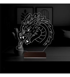 Luvivia Ejderha Başı Tasarım 3D Lamba - Masa Gece Lambası