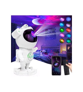 Yıldız ve ay projeksiyonlu gece lambası, Bluetooth müzik özellikli çocuk odası için