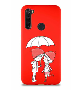 Xiaomi Redmi Note 8 Soft Premier Kapak Aşk Tasarımlı Silikon Kılıf - Kırmızı (Şeffaf)
