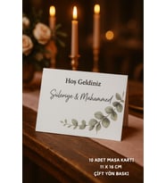 Zeytindalı Nişan Masa Kartı Çift Yön Baskı - 11x16cm - İsme Özel - Nişan Kartı - Nikah Kartı