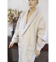 Ender Home Bornoz Bej Kadife Şalyaka Model İki Cepli Kemerli Pamuklu Bornoz L/XL