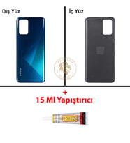 Infinix Note 8 Mavi Uyumlu Arka Kapak + B7000 Yapıştırıcı Arka Cam Batarya Pil Kapağı Lazer Kesim