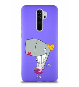 Xiaomi Redmi Note 8 Pro Soft Premier Kapak Pearl Yengeç Tasarımlı Silikon Kılıf - Mor (Şeffaf)