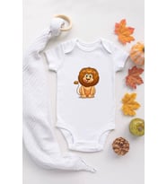 Unisex Bebek Aslan Baskılı Beyaz Çıtçıtlı Body