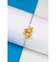 Sarı Opal Rose Renk 925 Ayar Gümüş Kelebek Bayan Bileklik