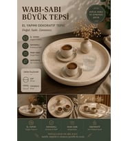 Wabi-Sabi Büyük Yuvarlak Sunum Tepsisi 37x37 cm – El Yapımı Dekoratif Kahvaltı & Kahve Servis Tepsisi