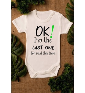 Unisex Ekru Bebek Last One Baskılı Çıtçıtlı Body