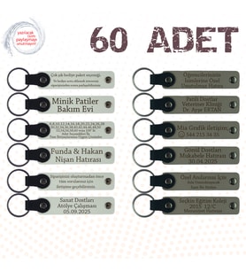 Beyaz & Kül Gri, Yardım Organizasyonu Katılımcılarına Anı, 60’lı Set, Kişiye Özgü Yazılı Anahtarlık