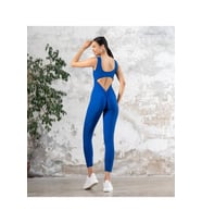 Saks Mavi Arkası Büzgülü ( Scrunch Butt ) Spor Tayt Tulum