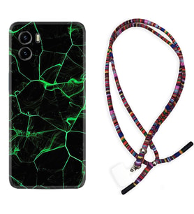 Vivo Y15S Y32 Y33S Y51 Y53S Kılıf Boyun Asklı Rasta Silikon Yeşil Şerit Mermer 1320