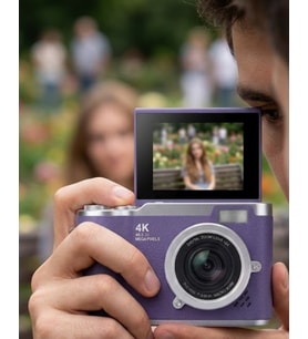 4K Kompakt Kamera 48 MP Autofocus Flash Özellikli Vlog Kamera