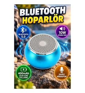 Küçük ve Güçlü Bluetooth 5.0 Mini Hoparlör 10W Stereo Ses, 400mAh Pil ve Dahili Mikrofon