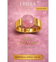 Sertifikalı Şeffaf Pembe Akik Doğal Taş Yüzük – Şefkat ve Sevgi Ayarlanabilir (Çok Renkli)