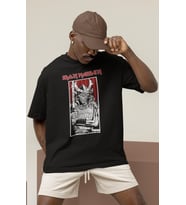 Tasarım Iron Maiden Rock Metal Müzik Grubu Baskılı Unisex Oversize Tişört