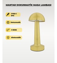 Gold Mantar Masa Lambası - Dokunmatik - 3 Renk Işık