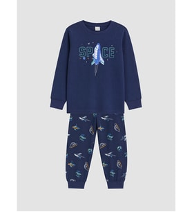 LCW Kids Lacivert Baskılı Erkek Çocuk Pijama Takımı
