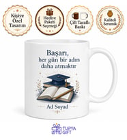 Çalışkan Öğrenci İçin Özel Tasarım Seramik Baskılı Kupa Bardak Ders Motivasyonu Hediyesi