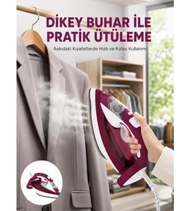 Yeni Nesil Kırmızı Buharlı Ütü 2200 Watt Seramik Tabanlı Yüksek Buhar Gücü