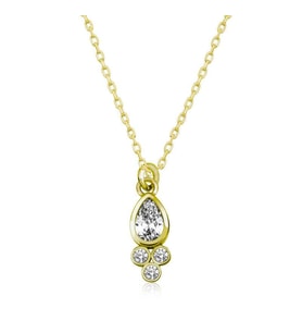 Hk Gümüş Kadın Kolye Gold Çiğ Damlası Tektaş Gümüş Takı Hediyelik Ürünler