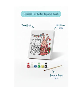 Çocuklar İçin Eğitici Boyama Seti Tavşan ve Kedicik (Şövalesiz)