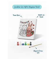 Çocuklar İçin Eğitici Boyama Seti Tavşan ve Kedicik (Şövalesiz)