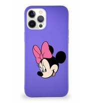 Apple iPhone 12 Pro Max Soft Premier Kapak Minnie Mouse-B Tasarımlı Silikon Kılıf - Mor (Şeffaf)