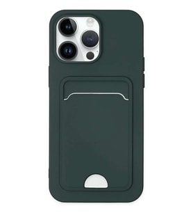 iPhone 14 Pro Kılıf Kelvin Kartvizitli Silikon - Koyu Yeşil