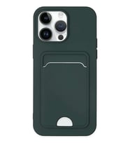 iPhone 14 Pro Kılıf Kelvin Kartvizitli Silikon - Koyu Yeşil