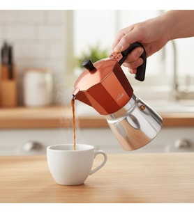 Any Morning 240 ml Alüminyum Moka Pot Espresso Kahve Makinesi Bakır Renk HES-6