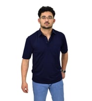 Erkek Büyük Beden Gömlek Yaka Tişört T6065 BGL-ST04540 (Lacivert)