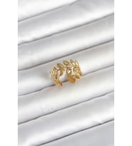 316L Çelik Gold Renk Başak Form Kadın Yüzük - TJ-BYK4178