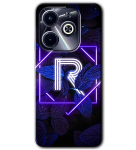 İnfinix Hot 40i Kılıf HD Desen Baskılı Kılıf - Dark Neon Yaprak R Harfi
