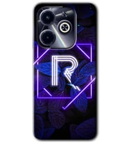 İnfinix Hot 40i Kılıf HD Desen Baskılı Kılıf - Dark Neon Yaprak R Harfi