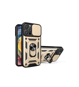 Apple İphone 16 Pro Kılıf Pars Lens Yüzüklü Silikon - Gold