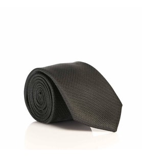 Siyah Slim Fit Düz Renk Dokuma Kravat / DDK-08 (Renksiz)