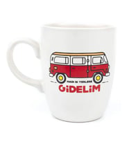 BEYAZ HADİ Bİ YERLERE GİDELİM KIRMIZI MİNİBÜS TASARIM KUPA
