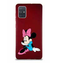 Samsung Galaxy A71 Soft Premier Kapak Minnie Mouse-E Tasarımlı Silikon Kılıf - Mürdüm (Şeffaf)
