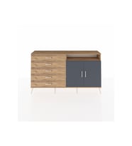 Arges Konsol 2 Raflı 5 Çekmeceli 2 Kapaklı 176x30x99 Çam-Antrasit/Çam
