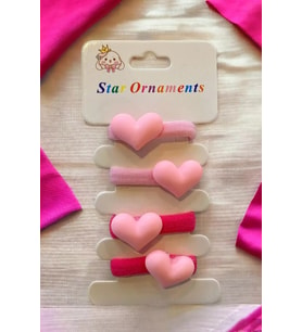 Pembe Renk Kalp Figürlü Toka Set