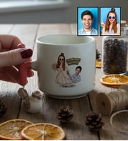 Kişiye Özel Karikatürlü Gelin Damat Evleniyoruz Mutluyuz T Kupa Sevgililer Günü Hediyesi