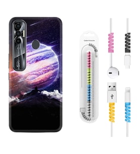 Tecno Spark 6 6 Go 8C 8 Pro 7 7 Pro Kılıf Kablo Koruma Spiral Silikon Super Planet 1797