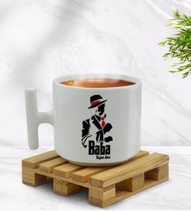 BK Gift Kişiye Özel Baba Godfather Tasarımlı T Kulplu Beyaz Middle Kupa Bardak-18